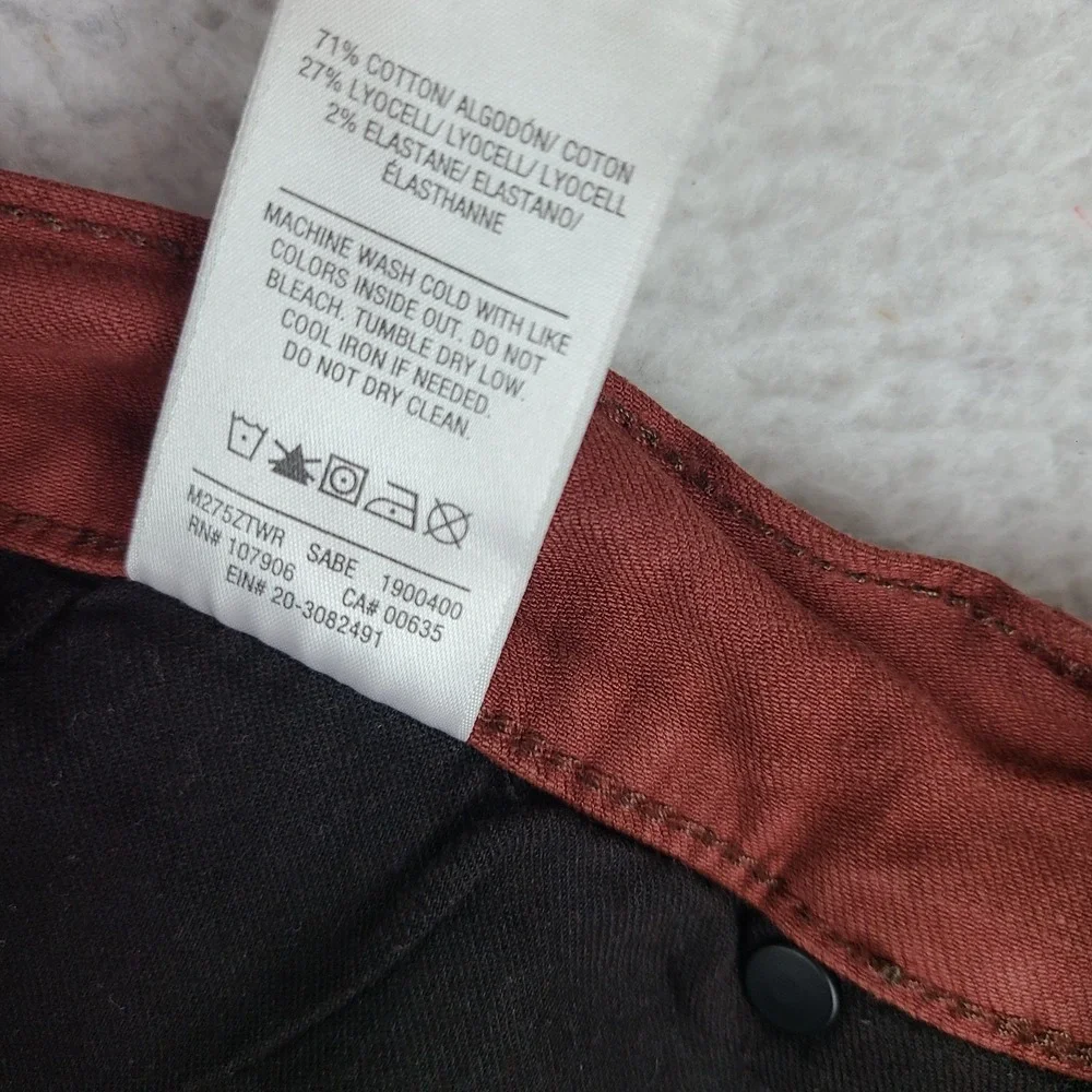 Hudson Los Angeles Jeans Mens 36x34 Brick Red Wash Blake Slim Straight